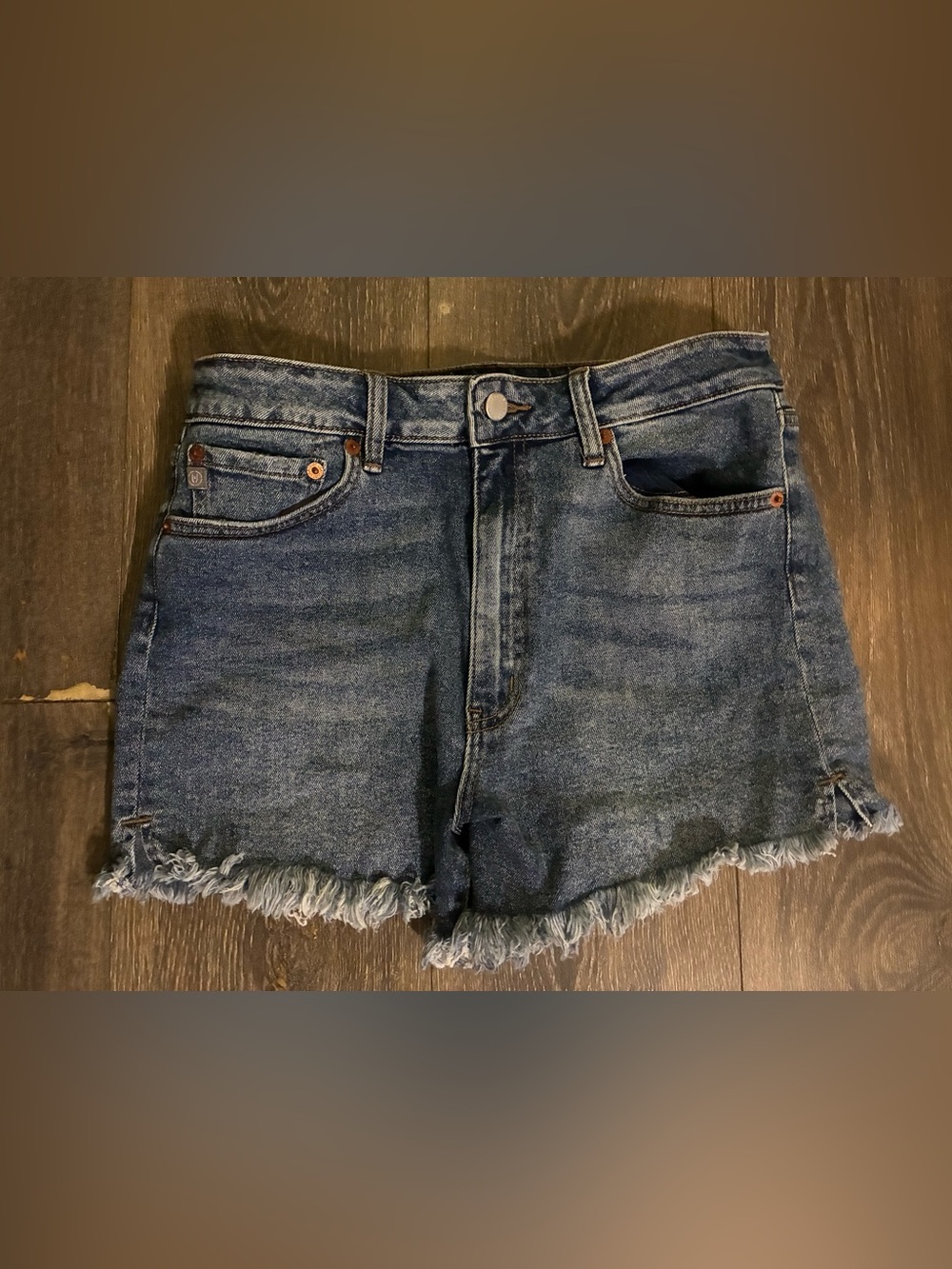 Just USA Dark Blue Frayed Hem Denim Shorts